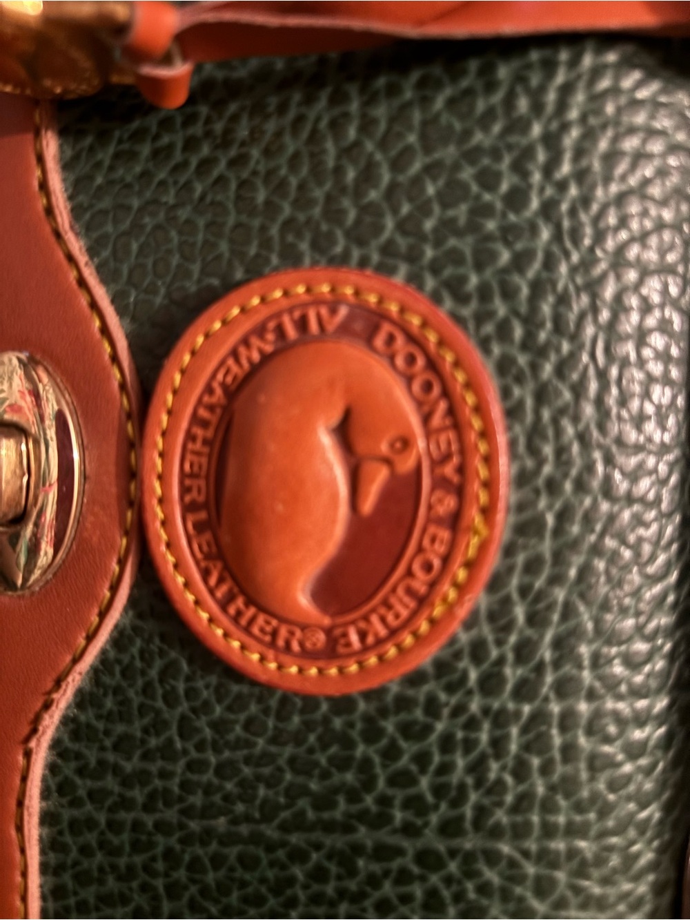 Dooney & Bourke Green Pebbled Leather Briefcase with Tan Trim - Picture 2 of 8